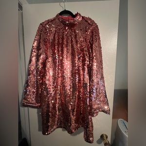 Anthropologie pink sequined party dress